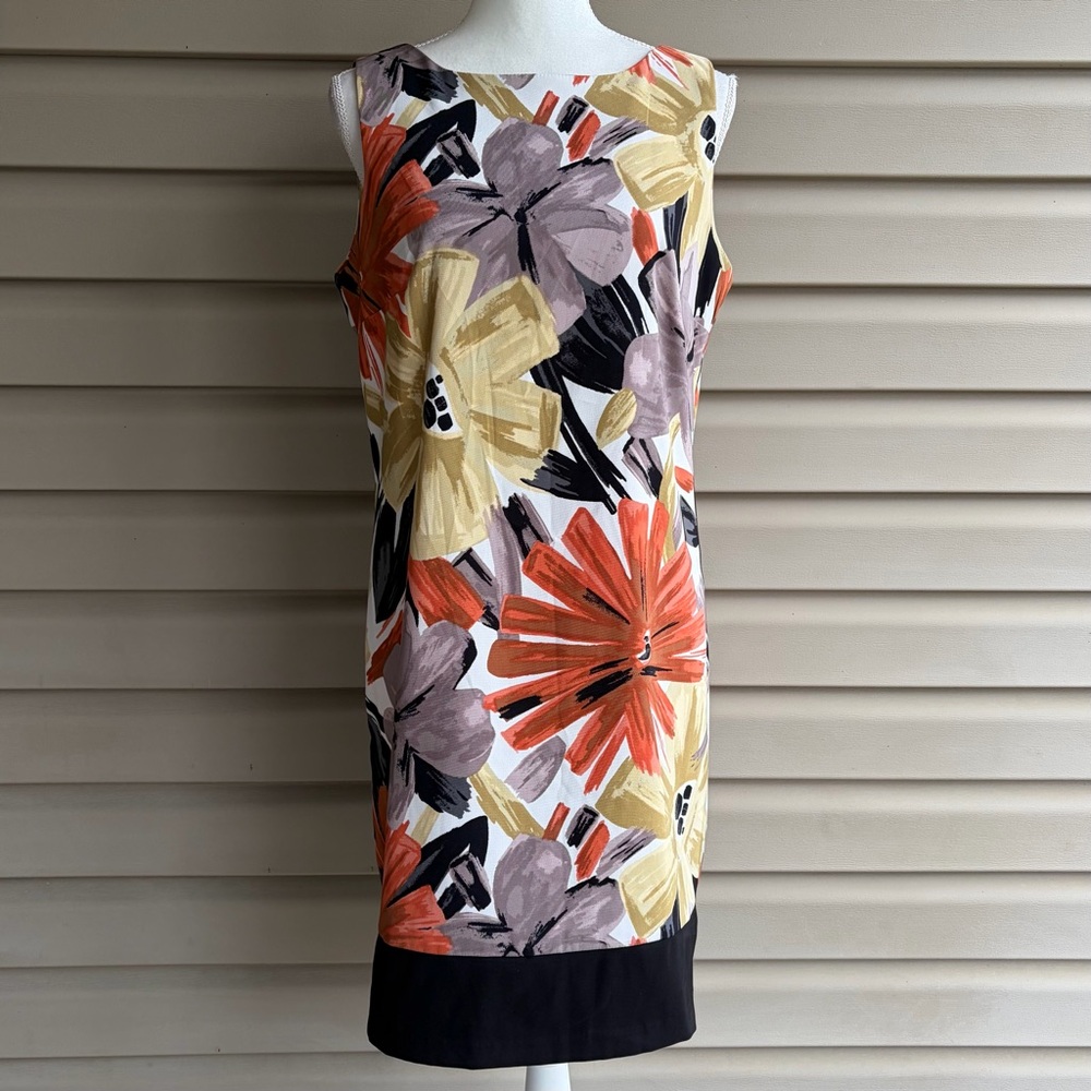 •Dressbarn• Jungle Floral Print Sleeveless Sheath Dress - Size 14